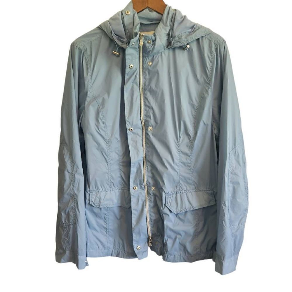 ‎Anatomie Women's Windbreaker Rain Jacket Large Hooded Blue Zip Front